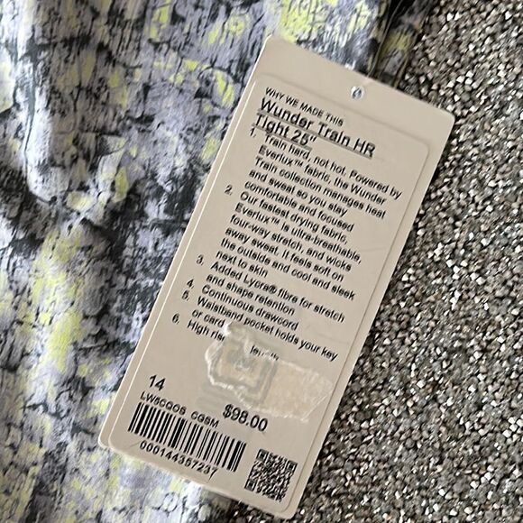 Lululemon Wunder Train High-Rise Tight 25" size 14 NWT Cinder Grain Spruce Multi - Picture 3 of 5